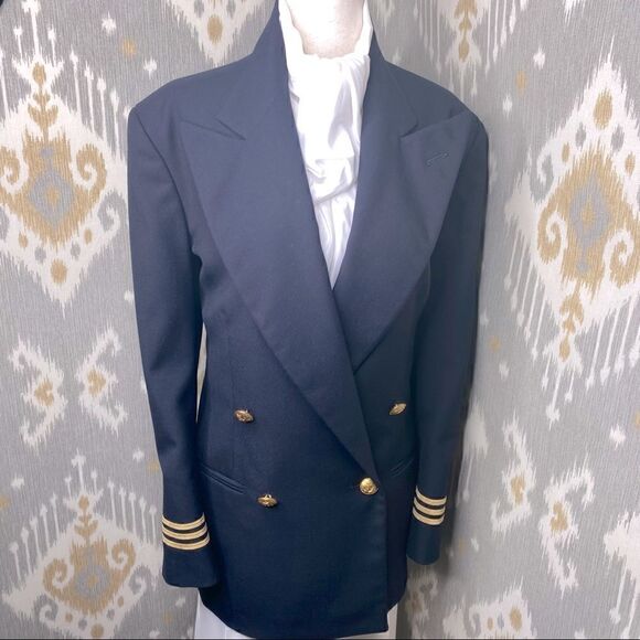 Ralph Lauren Vintage Navy & Gold Braid Double Breasted Nautical Inspired Blazer - Picture 14 of 17